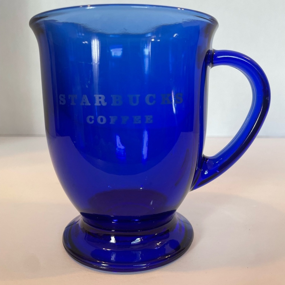 Starbucks cobalt blue glass 16 oz. Coffee mug cup